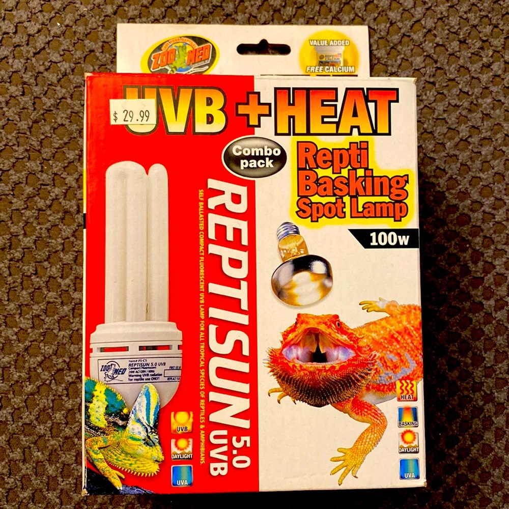 UVB + Heat basking light for reptile tank